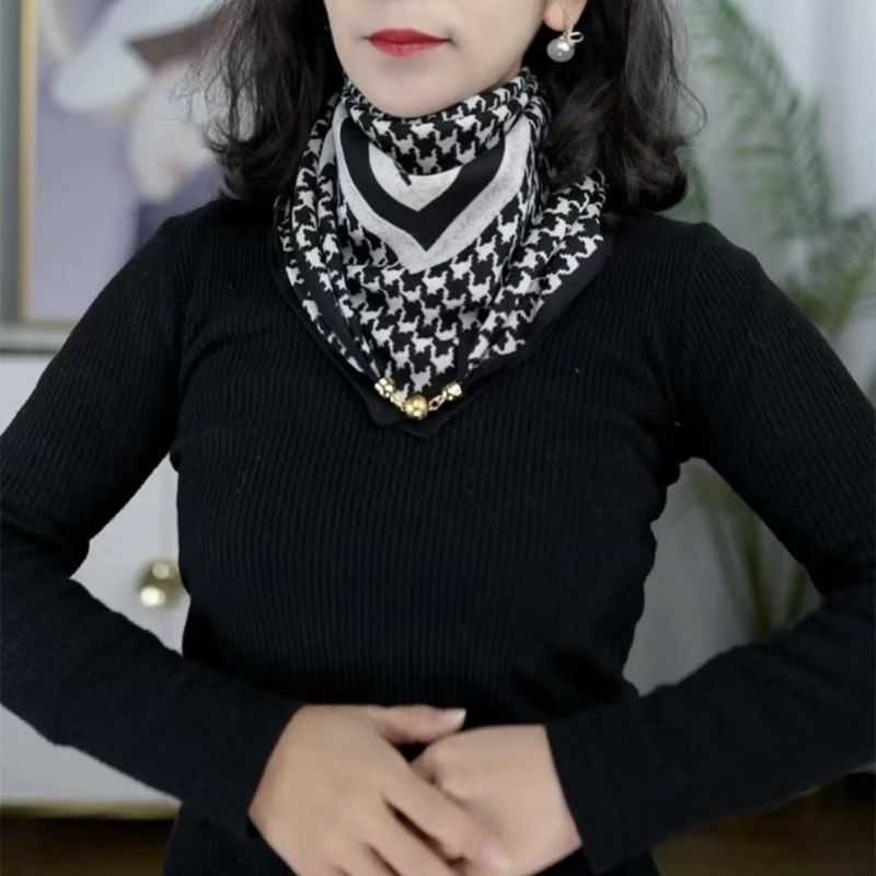New designers Neck Texture ece Protection silk Womens scarf nice Small Buckle Magnetic