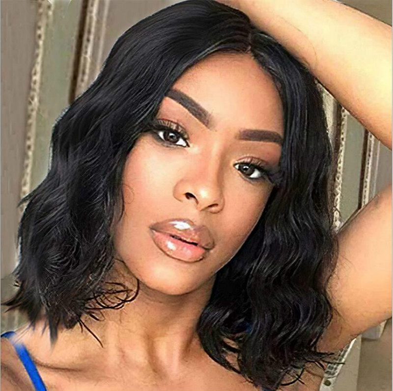 New wig women's short curly water ripple medium long hair African small curly chemical fiber headpiece