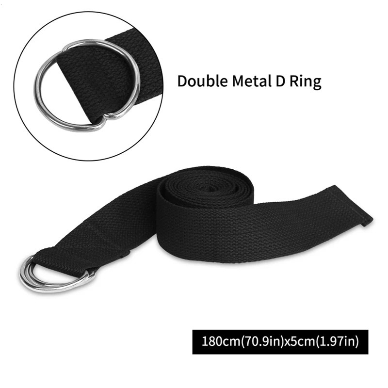 180cm Fitness Yoga Strap Durable Cotton Resistance Band Exercise Straps Adjustable Dring Belt Buckle Training Waist Leg Pilates 241024