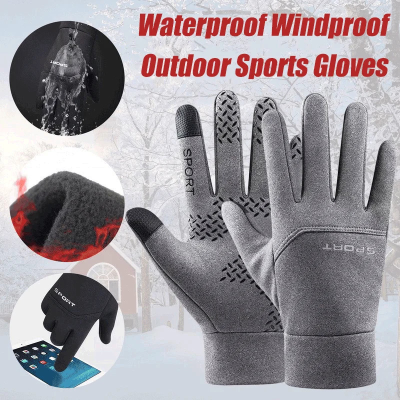 Winter Warm Fleece Gloves Waterproof Windproof Thermal Touch Screen Cold Weather Outdoor Running Sports Hiking Ski 241024