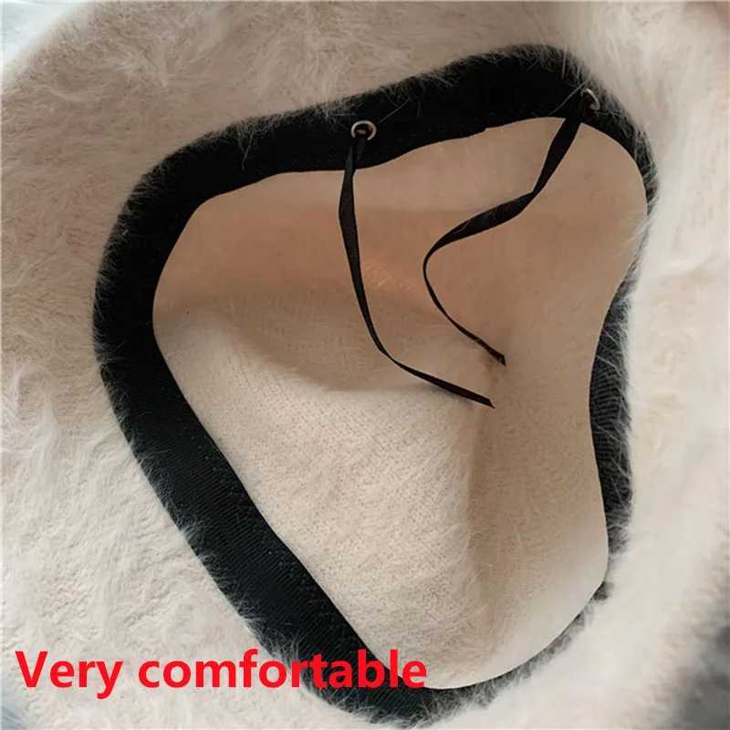 2021 Solid Color Rabbit Fur Hat Bucket Hat Warms Autumn and Winter Fishermans Hat Retro Knitted Wool Bottom Hat Bucket Hat X241023