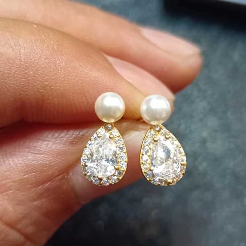 Pearl Upscale S925 Silver 14k Gold Jewelry Real Gold Earrings Zircon Pearl Twist Luxury Stud Earrings for Women BrincosX241023