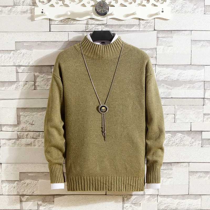 New Mens Sweatwear Half Turtleneck Sweater Autumn Mock Neck Knitwear Sweatshirts Solid Color Pullovers Winter Oversize Tops LX241024