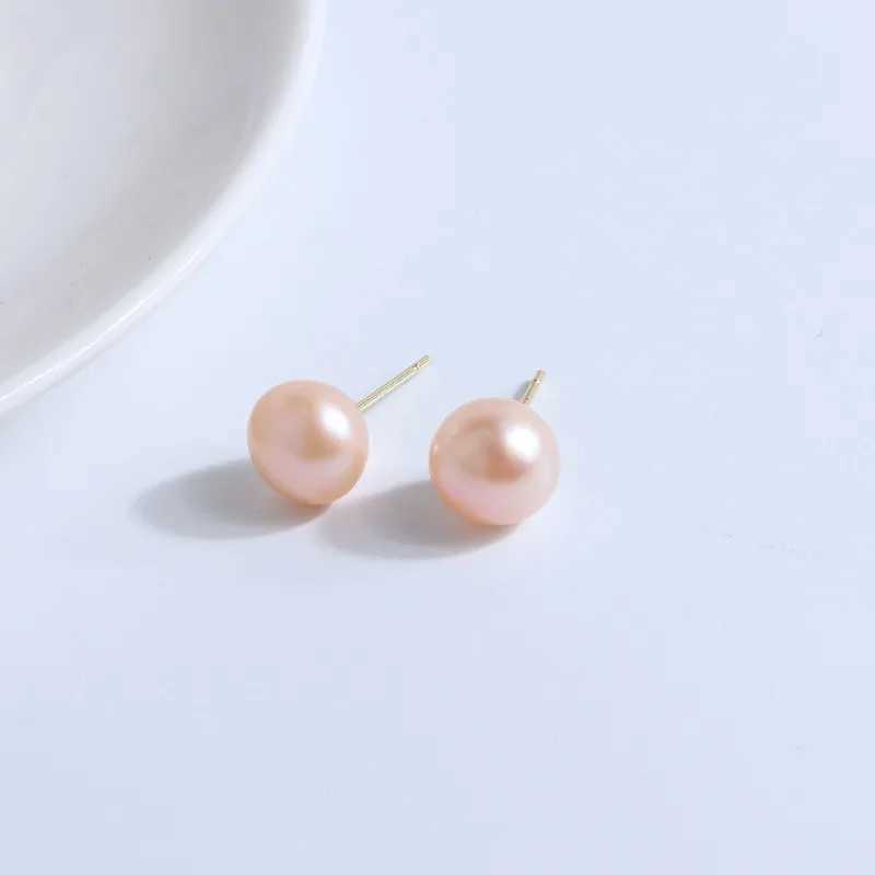 Minar INS Fashion White Pink Purple Color Genuine Freshwater Pearl Stud Earrings for Women Gold Plated Copper Statement JewelryX241023