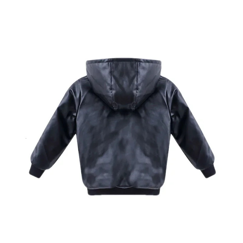 6 9 10 12 year old children boys and girls hooded fur zipper bicycle leather jacket winter warm wool jacket childrens jacket 241023