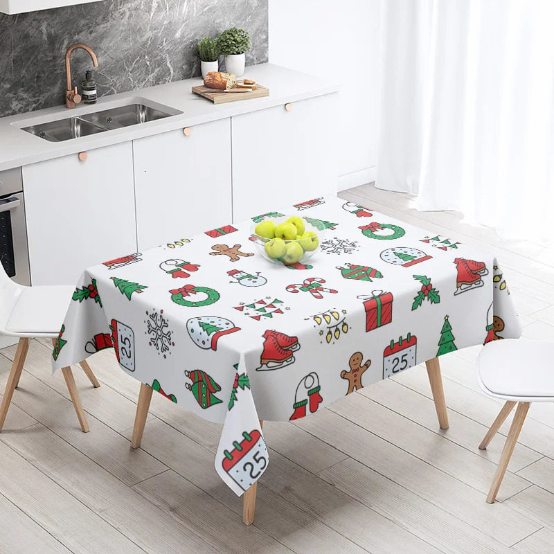 Home dining table decoration and rectangular dining table accessories waterproof cloth anti dyeing restaurant Merry Christmas 241024