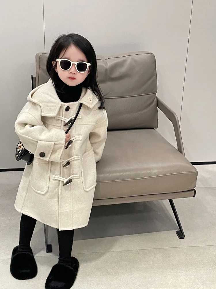 Wool boys and girls loose jacket autumn new Korean button up hoodie wool fabric coat trend 2024 fashion W241023
