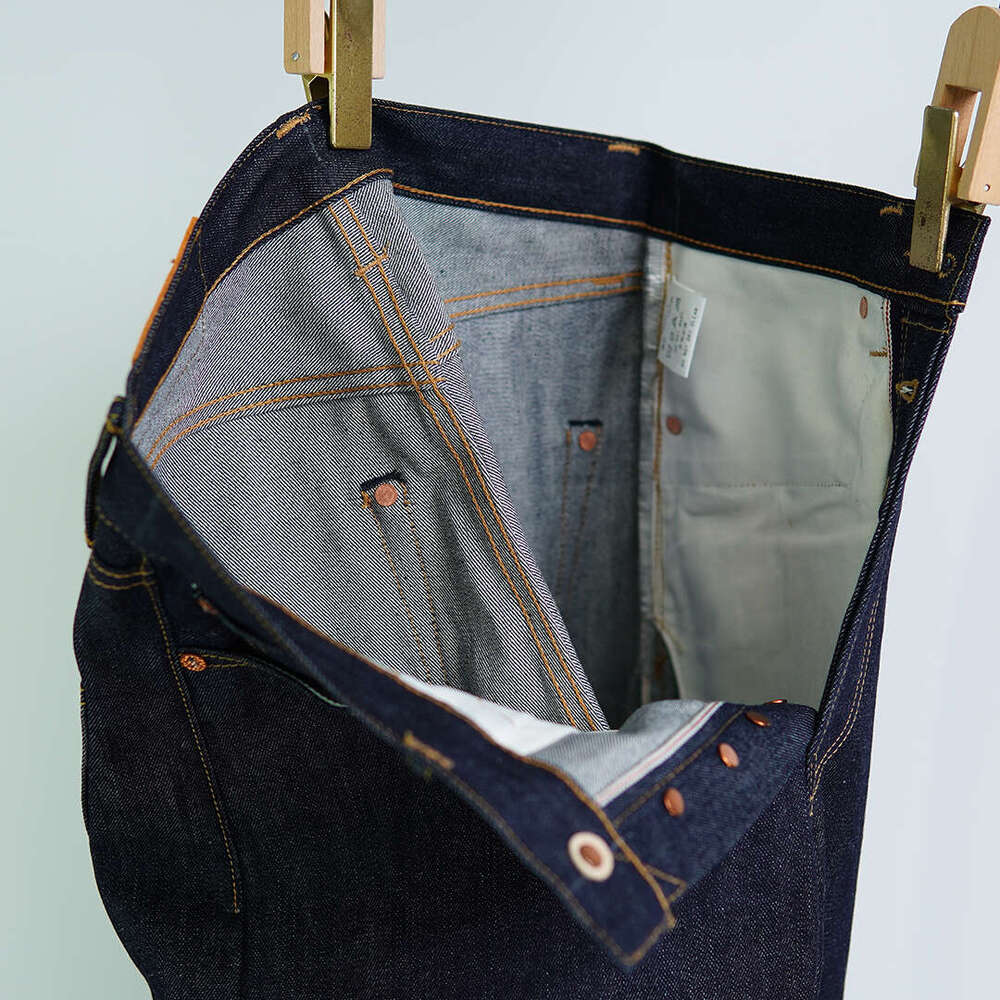 14Oz UNWASH Raw Original Indigo Blue Denim Jeans For Men Red Seedge 100% Cotton Classic C-55501 Loose Straight Pants Y2k 502