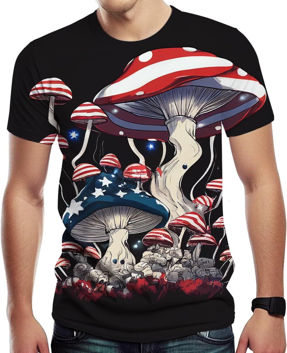Mens T shirt Men's Fantasy Mushroom Print T Shirt 3D Print Cool Casual Tee Top tee Casual tops summer clothes Breathable and stylish
