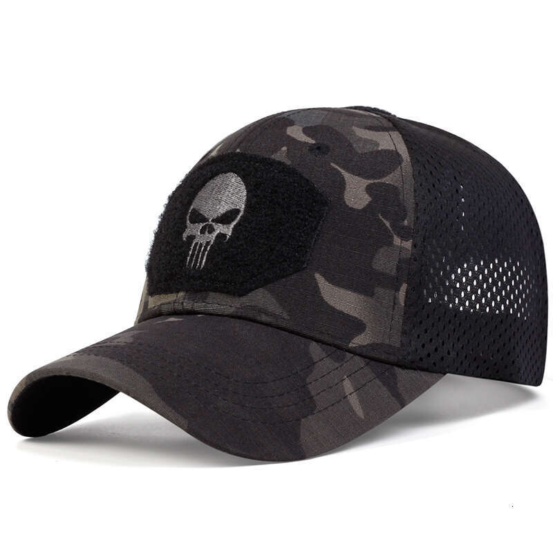 Unisex Skull Embroidered Top with Patch Breathable Baseball Caps Spring and Autumn Outdoor Adjustable Casual Sunscreen Hat