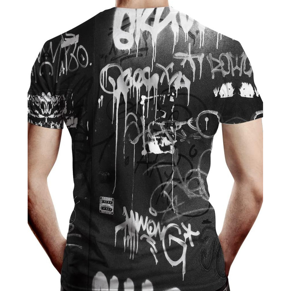 Mens T shirt Mens Graphic Casual Tees Short Sleeve Tshirt with 3D Graffiti Pattern tee Casual tops summer clothes Fashionable and cool
