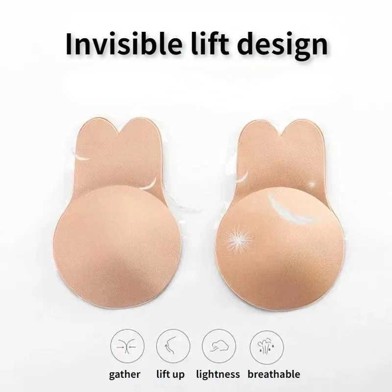 Women Breast Lifting Stickers Push Up Bras Silicone Invisible Chest Strapless Breast Rabbit Lift Up Tape Nipple Cover Bra PadsXJ2410