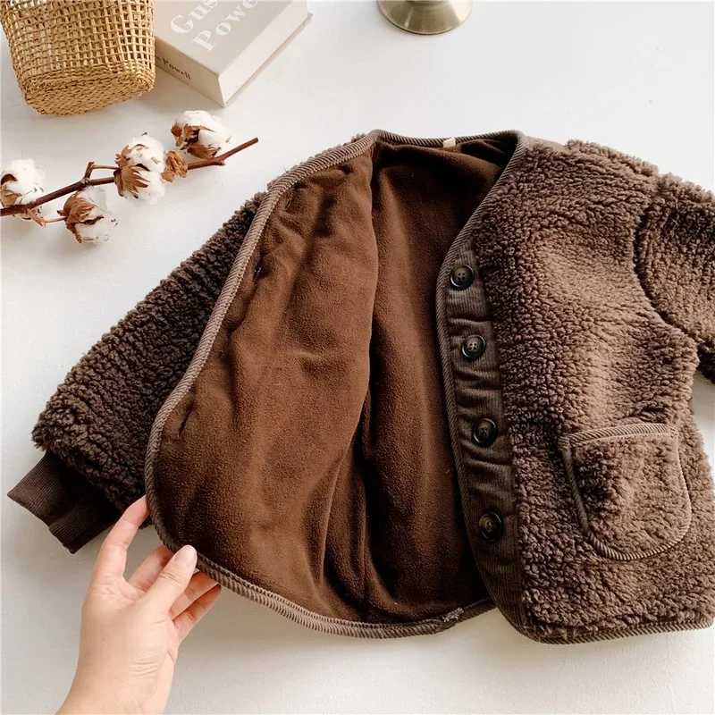 Little girls wool jacket autumn 2024 new babys fur fake fur winter wool cotton blended jacket EY08162 W241023