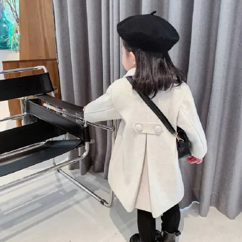 Double breasted womens wool coat autumn and winter trench jacket childrens clothing childrens coat birthday gift A06 W241023