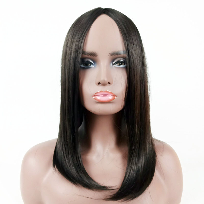 Women's fashion medium-length wig clavicle hair Bob head cover female chemical fiber straight hair