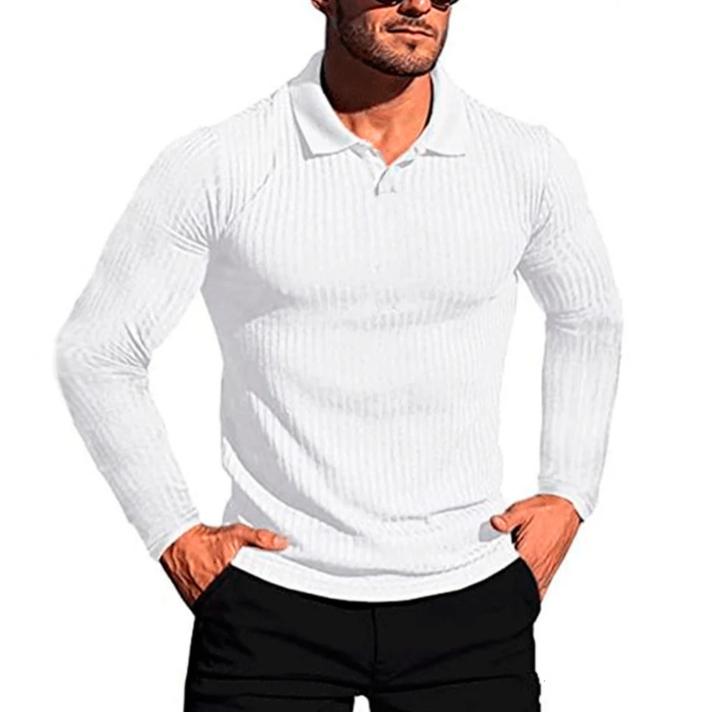 Cotton long sleeved mens T-shirt high-quality slim fit collar autumn mens bottom shirt mens T-shirt 241024