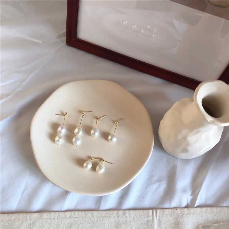 GHIDBK Baroque Freshwater Natural Pearls Studs Earrings Long Irregular Pearl Pendant Earring Dainty Charming Earring WholesaleX241023