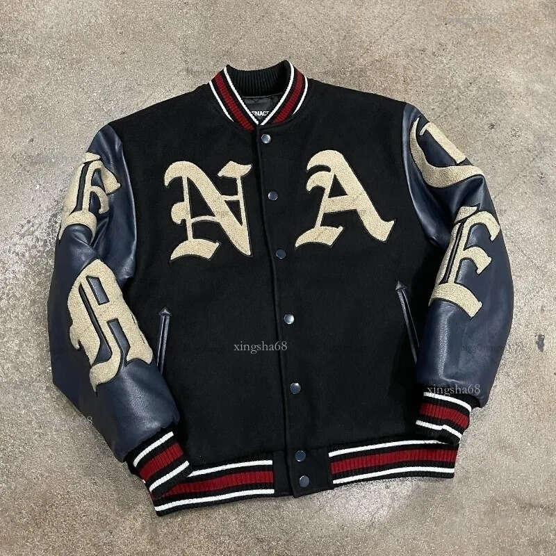 Men's Jackets American retro style embroidered puzzle baseball suit men's winter high street casual couple jacket coat trend baseball jacket