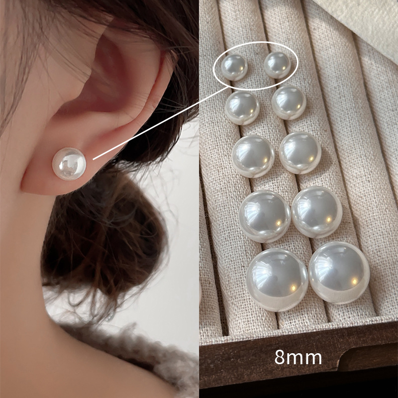 S sier needle pearl round ball designer earrings for women OL elegant charms white pink pearls earring ear rings jewelry gift