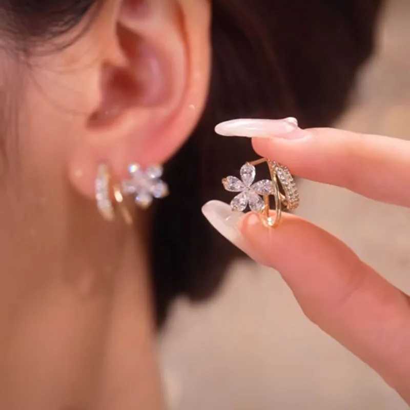 New Exquisite Zircon Flower Drop Earrings for Women Korean Elegant Luxury Long Tassel Earring Girls Party Temperament Jewelry XJ250722