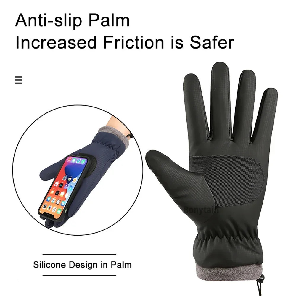 Men Winter Waterproof Coldproof Ski Gloves Outdoor Sports Cycling Motorcycle Touchscreen Fleece Nonslip Warm Soft Fluff 241024