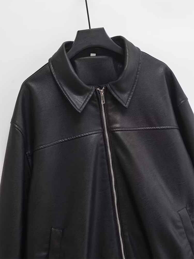 European American Autumn And Winter New Simple Versatile Lapel Maillard Retro Pilot Jacket Leather Coat