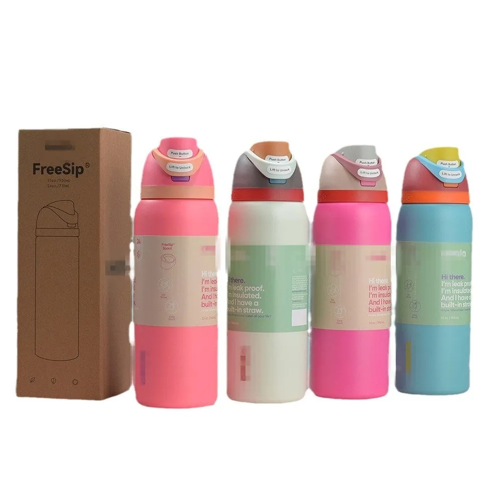 New 24OZ 32OZ Portaable Insulated Stainless Steel Water Bottle with Straw BPA-Free Sports Dring Cups Mugs