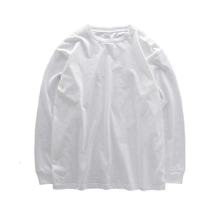 Dukeen 280g heavy-duty long sleeved mens T-shirt 100% cotton shirt oversized solid color top plain weave mens T-shirt 241024