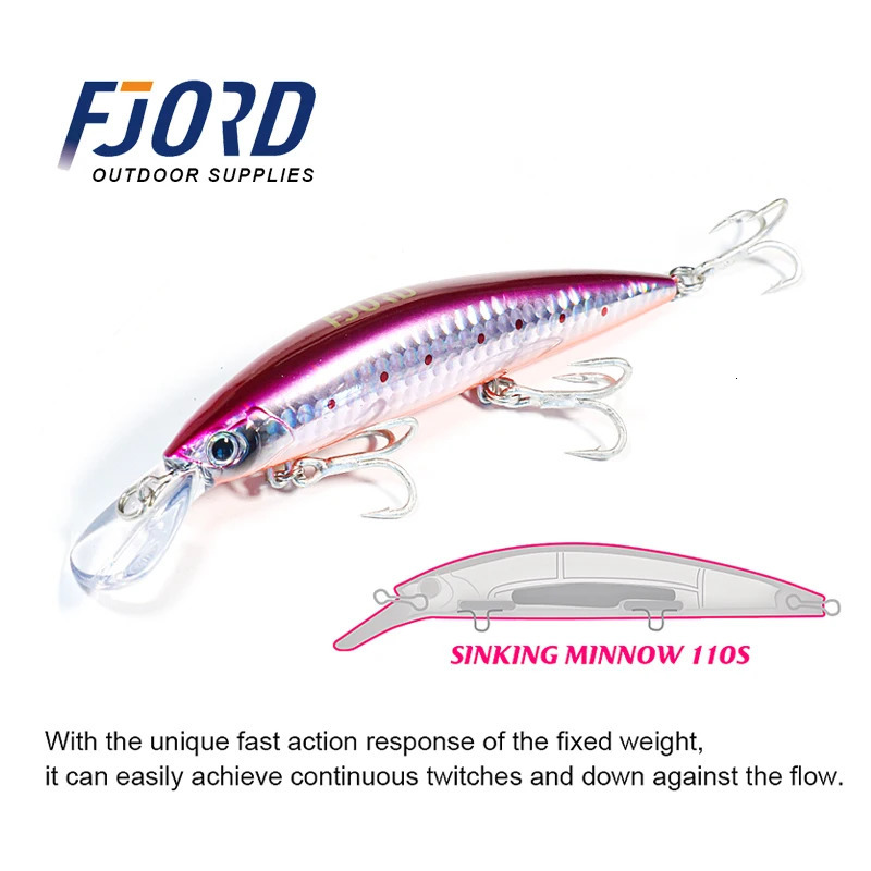 FJORD 110S 37g 90S 29g 70S 17g Heavy Sinking Minnow Fishing Lures Saltwater Freshwater Long Casting Sea Artificial Bait Jerkbait 241024