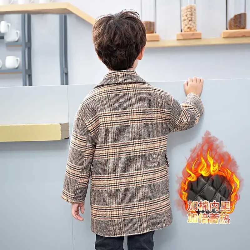 Boys coarse woolen coat foreign chiffon coat 2022 autumn and winter new mini set childrens baby clothing W241023
