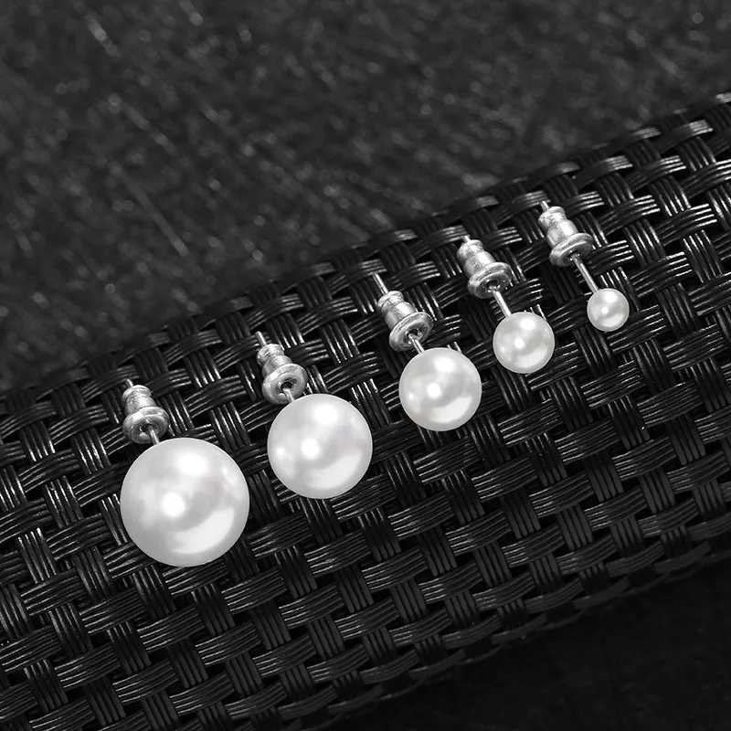 Fashion Simple White Pearl Stud Earrings For Women Girls Minimalist Ear Jewelry Size 4/6/8/10/12mmX241023