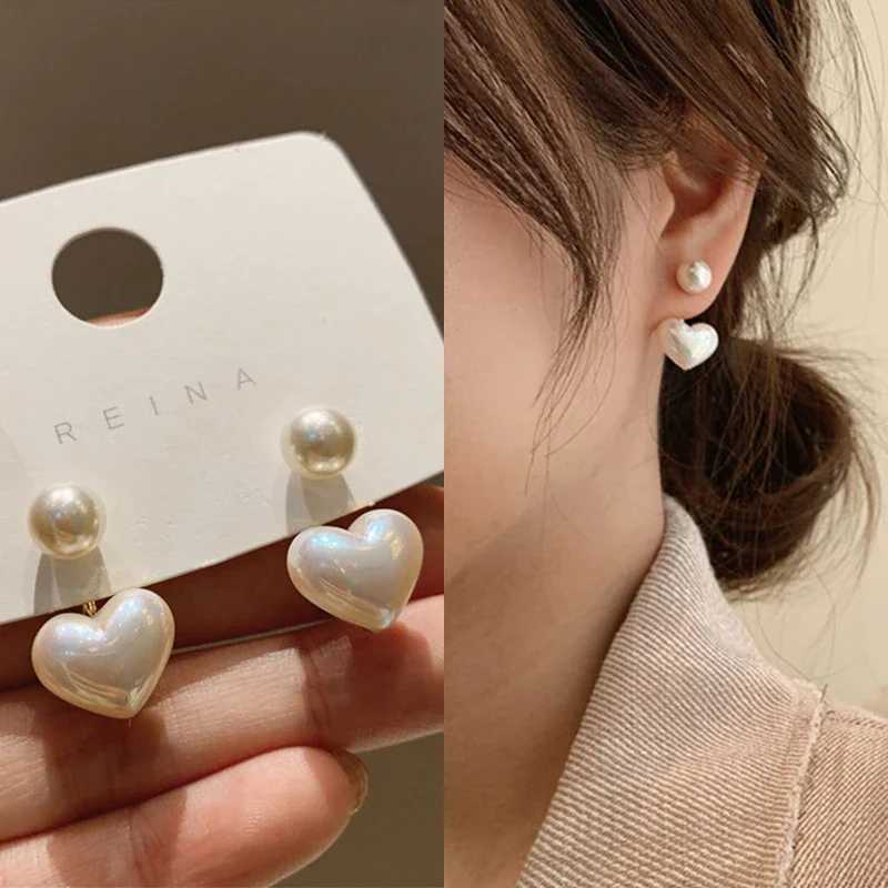 New fashion heart-shaped pearl earrings suitable for women sweet and elegant drip earrings trendy jewelry accessories W241023