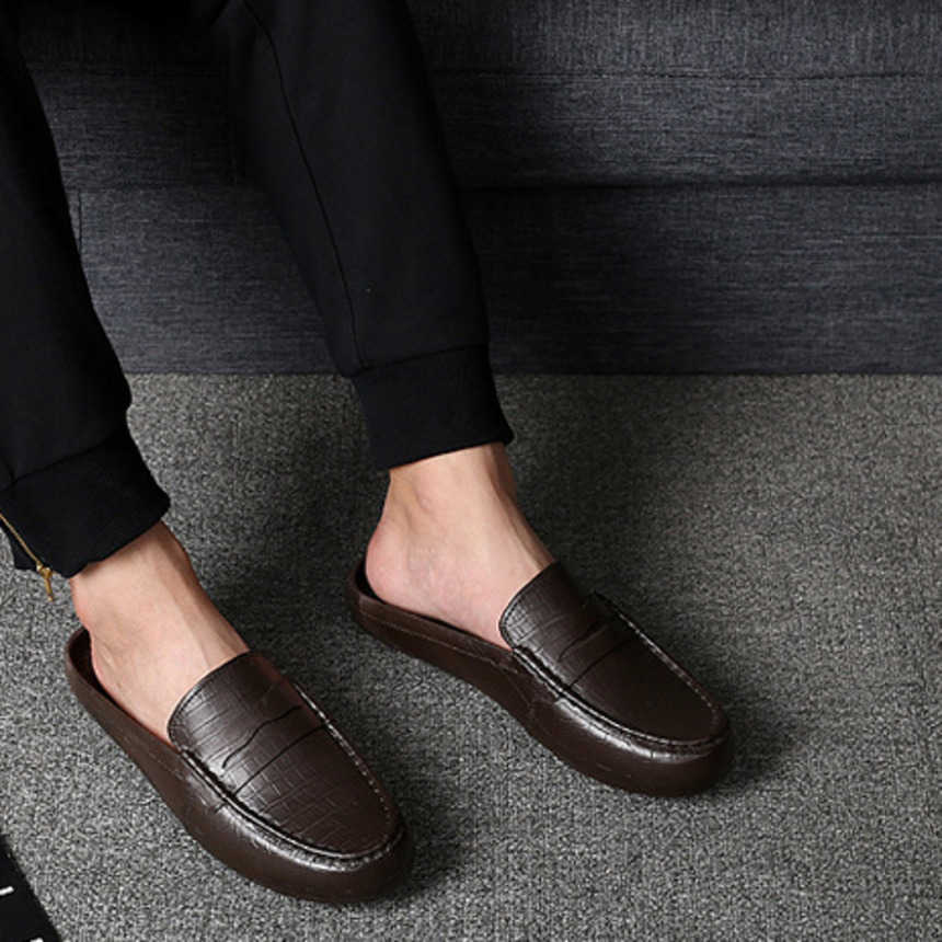 Men Dress Shoes Four Seasons Trend New Style Semi Slippers Mens Heel Casual Shoes Lazy Sandals Youth Shoes Mens Slippers 241009
