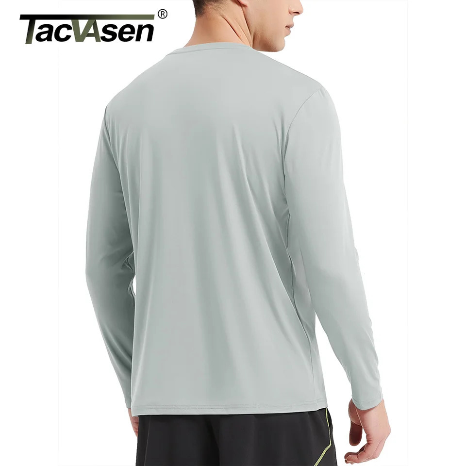 TACVASEN UPF 80long sleeved T-shirt mens UV protective T-shirt lightweight and fast dry run fishing sun shirt with pull tab tee 241024