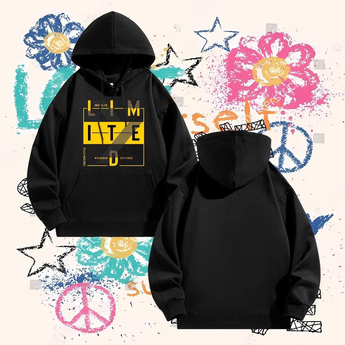 Fashion Mens Hoodie Sweatshirt Hooded Collar Long Sleeve Warm Men Tops Hoodie Anime Oversized US Size Top Hoody Y2K Warm Fleece