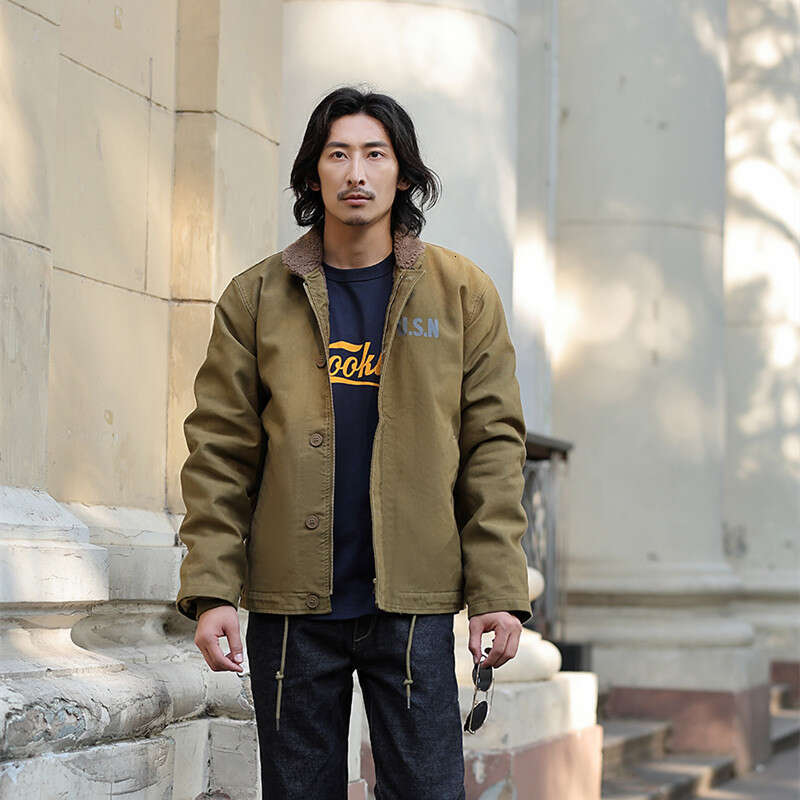 Okonkwo-Navy N-1 Deck Suit Jacket Men Thickened N1 Lamb Fleece Cotton Coat Outdoor Trekking Hiking Travel Toog Camping Blazer