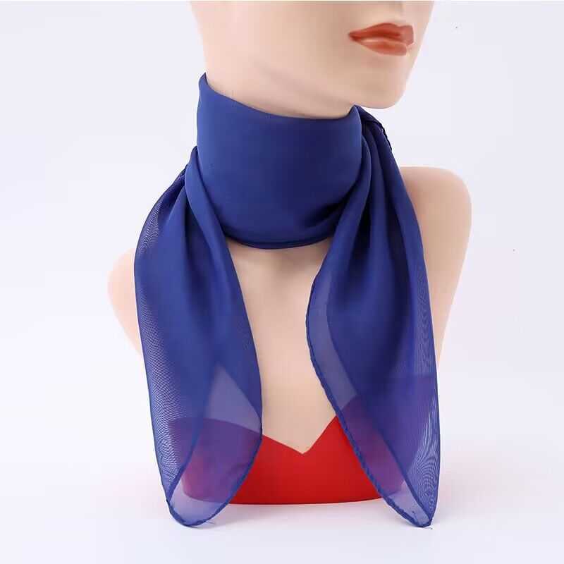Solid color chiffon versatile short small square warm silk neck spring and autumn womens protection go scarf designers