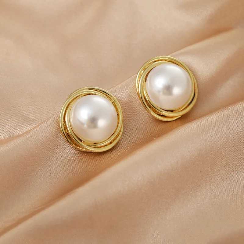 New Minimalist Retro Weave Imitation Pearl Stud Earring for Women Girls Party Jewelry Wedding Friend Birthday GiftX241023