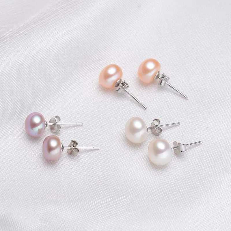 100% Genuine Pearls Stud Earrings Fashion Natural Freshwater Pearl Earrings Jewelry Gifts for Women Party Wedding AccessoriesX241023