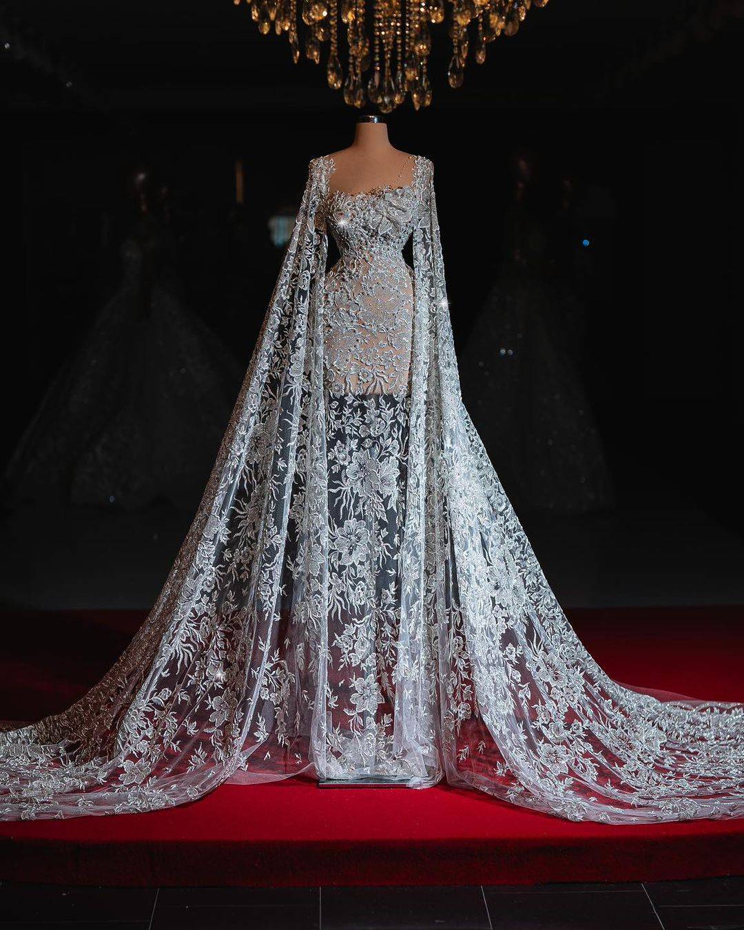 Sexy See Through Wedding Dress Lace Pearls Beads Custom Made Bridal Gowns Ruffles Sweep Train vestidos de novia