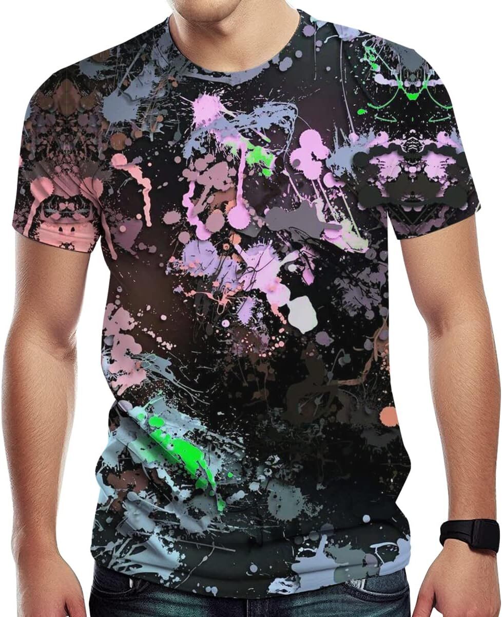 Mens T shirt Men's T-Shirt Graffiti Print Sporty and Casual Tee Top tee Casual tops summer clothes Fashionable and cool