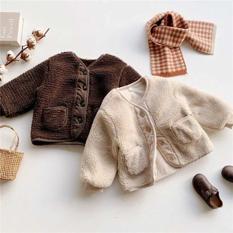 Little girls wool jacket autumn 2024 new babys fur fake fur winter wool cotton blended jacket EY08162 W241023