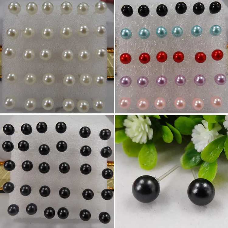 15 pairs of smallest Korean version resin balls imitating pearl earrings W241023
