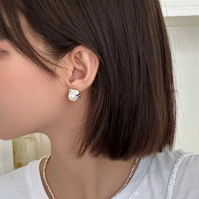 PONYKISS 925 Silver Square Pearl Stud Earrings for Women Cute Fine Jewelry Minimalist AccessoriesX241023