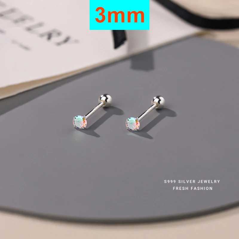SOFTPIG Real 925 Sterling Silver 3/4/5MM Illusionary Round Zircon Bead Mini Stud Earrings for Women Fine Jewelry AccessoriesX241023