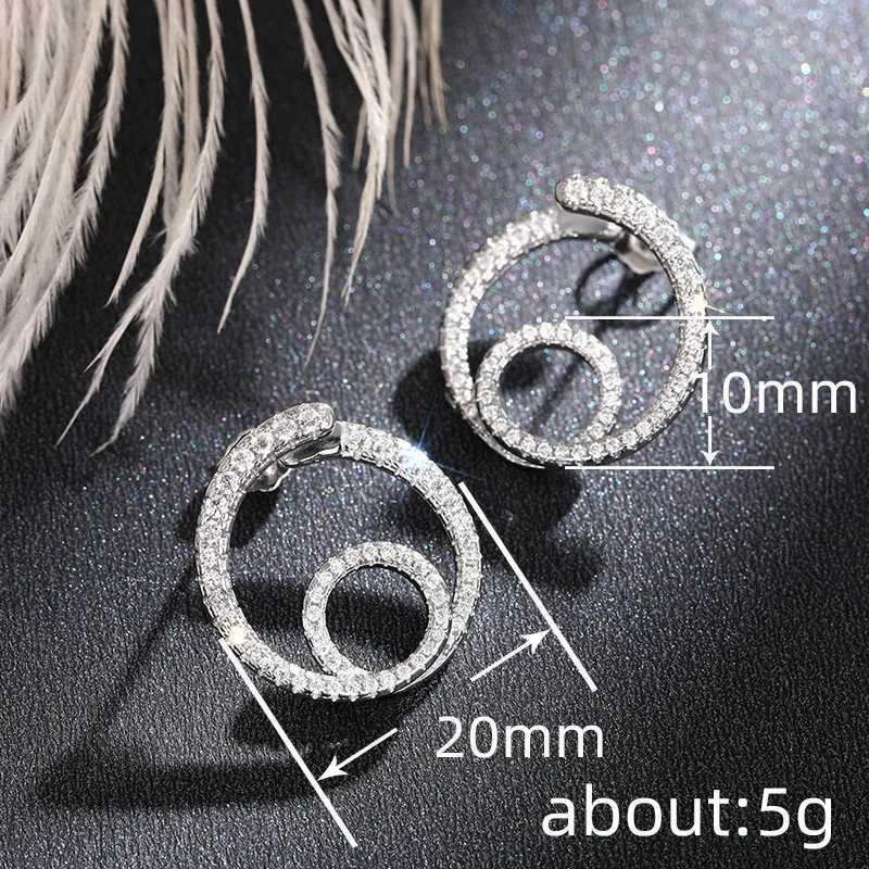 925 Sterling Silver Stud Earrings Full Paved CZ Dazzling Earrings for Women Exquisite Round Accessories Trendy JewelryX241023