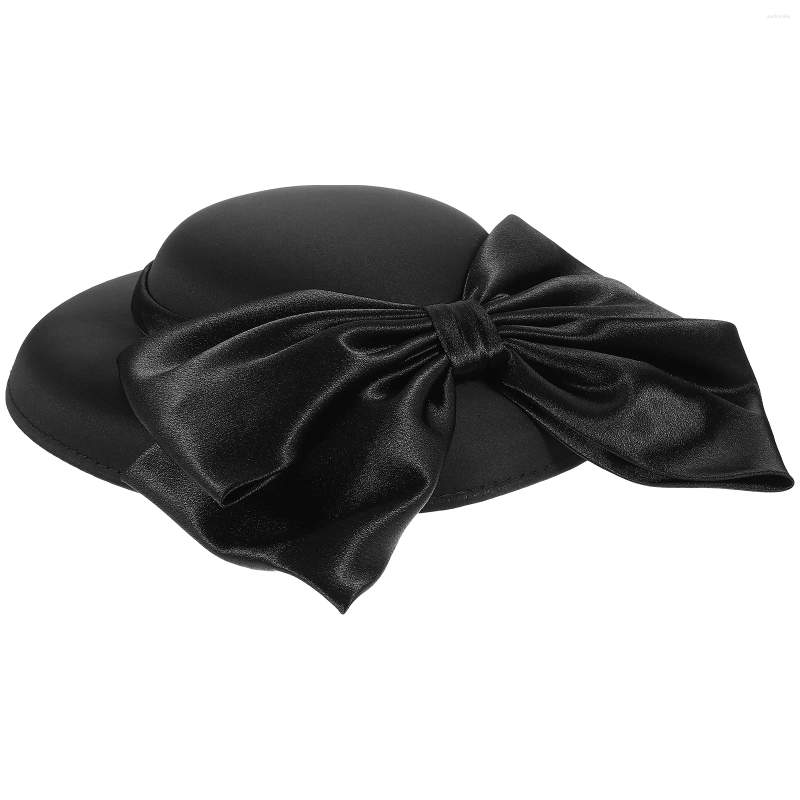 Berets Retro Top Hat Party Dress Bowler For Wedding Guest Black Round Modeling Women Bucket Fascinator Banquet Hair Accessories