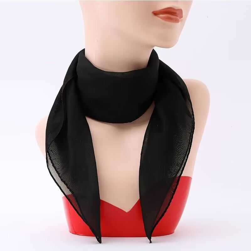 Solid color chiffon versatile short small square warm silk neck spring and autumn womens protection go scarf designers