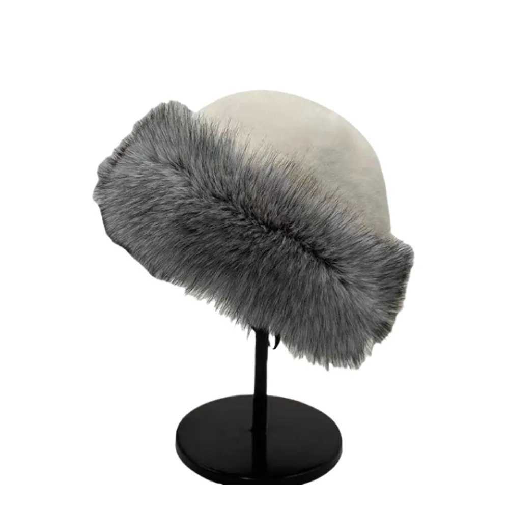 Winter plush fishermans hat used for warm and fluffy fur ear protection windproof and warm equipment fashionable Fem Panama Basin hat X24102311