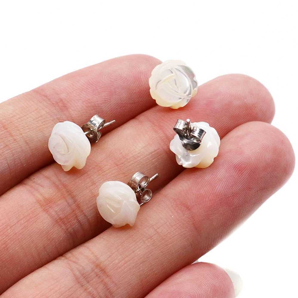 Trendy Mother-of-pearl Shell Stud Earrings White Shell Flower Stainless Steel Earrings for Women Lovely Wedding Jewelry GiftsX241023